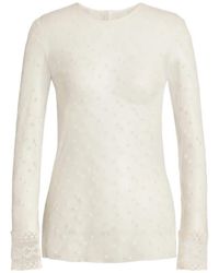 Alberta Ferretti - Lace-Trim Sheer Top - Lyst