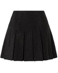 Pinko - Flared Pleated Mini Skirt With Perforated Texture - Lyst