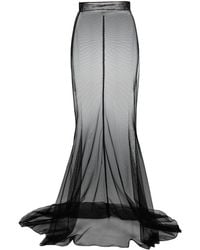 Saint Laurent - Jupe taille-haute à empiècement transparent - Lyst
