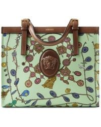 Versace - Rivière Printed Canvas Tote - Lyst