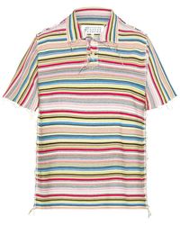 Maison Margiela - Striped Knitted Polo Shirt - Lyst