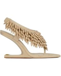 Balmain - No Wedge Beaded Suede Sandals - Lyst