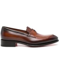 Santoni - Penny-Slot Leather Loafers - Lyst