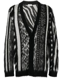 Saint Laurent - Patchwork Jungle-pattern V-neck Mohair Cardigan - Lyst
