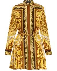 Versace - Minikleid aus Seide mit Gürtel - Lyst