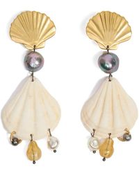 Bimba Y Lola - Aged Metal And Natural Seashell Earrings - Lyst