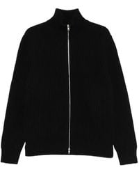 MM6 by Maison Margiela - Ribbed-Knit Zip-Up Sweater - Lyst