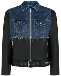 KARL LAGERFELD - Faux-Leather And Denim Jacket - Lyst
