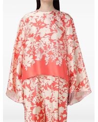 Agnona - Floral-Print Silk Trousers - Lyst