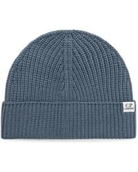 C.P. Company - Logo-Patch Ribbed-Knit Beanie Hat - Lyst