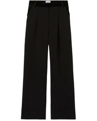 Claudie Pierlot - Velvet-Trimmed Pleated-Front Trousers - Lyst