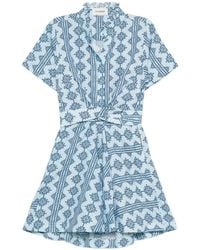 VERANDAH - Bawa Stripes Ruffled-Collar Mini Dress - Lyst