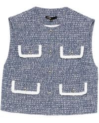 Maje - Button-Front Sleeveless Tweed Vest - Lyst