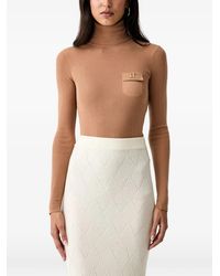 Elisabetta Franchi - Ribbed-Knit Logo-Plaque Sweater - Lyst