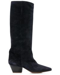forte_forte - Pointed-Toe Suede Knee-High Boots - Lyst
