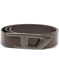 DIESEL - 4 Cm Leather Belt With Metal D Buckle - Lyst