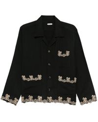 Bode - Embroidered-Pocket Wool Overshirt - Lyst