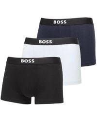 HUGO - Three-Pack Of Stretch-Cotton Trunks With Logo Waistbands - Lyst