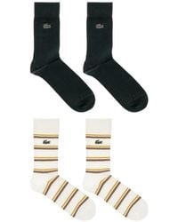 Lacoste - Logo-Embroidered Striped Socks (Set Of Two Pairs) - Lyst