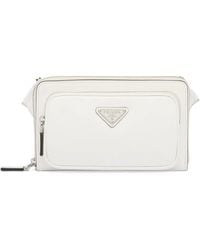 Prada - Logo-Plaque Leather Messenger Bag - Lyst