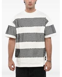 MSGM - Camiseta Con Paneles De Malla A Rayas - Lyst