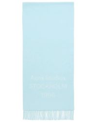 Acne Studios - Sciarpa Con Frange E Logo A Intarsio - Lyst