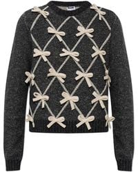 Moschino - Textured Knit Sweater With Decorative Bows - Lyst
