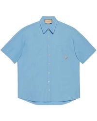 Gucci - Embroidered Logo Short-sleeve Shirt - Lyst
