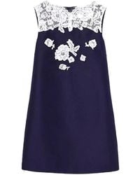 Self-Portrait - Lace-Trimmed Floral-Appliqué Mini Dress - Lyst