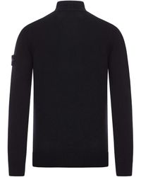 Stone Island - High-Neck Button Wool Sweater - Lyst