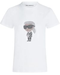 KARL LAGERFELD - Ikon Rhinestone T-Shirt - Lyst