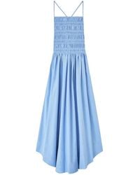 Ganni - Shirred Poplin Maxi Dress - Lyst