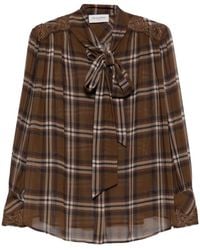 ERMANNO FIRENZE - Check-Print Lace-Trim Blouse - Lyst