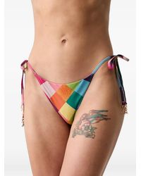 Kurt Geiger - Check-Print Side-Tie Bikini Bottoms - Lyst
