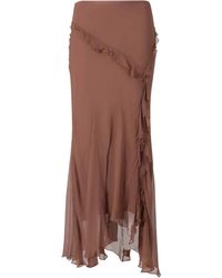 STAUD - Diana Asymmetrische Maxi-Rok Met Ruches - Lyst