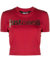Just Cavalli - Camiseta corta con logo estampado - Lyst