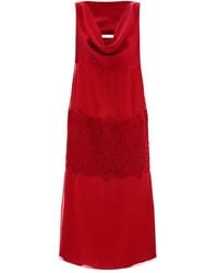 Ferragamo - Midi-Jurk Met Col En Kant - Lyst