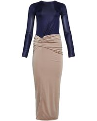16Arlington - Tevra Tweekleurige Midi-jurk Met Gedraaid Vlak - Lyst