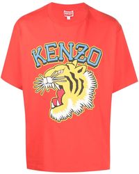 KENZO - Tiger Varsity Brand-print Boxy-fit Cotton-jersey T-shirt X - Lyst