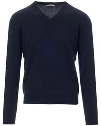 Al Duca d'Aosta - V-Neck Ribbed-Trim Sweater - Lyst