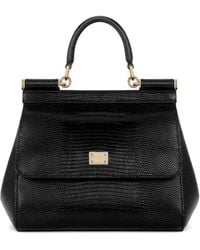 Dolce & Gabbana - Medium Sicily Leren Shopper Met Reliëf En Handgreep - Lyst