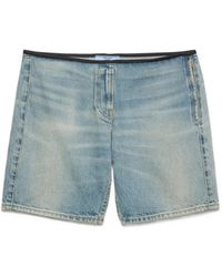 Prada - Washed-Denim Bermudas - Lyst