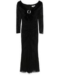 Nissa - Bow-Detail Lace Midi Dress - Lyst