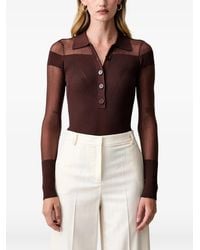 Patrizia Pepe - Sheer-Panelled Knitted Bodysuit - Lyst