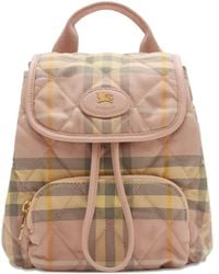 Burberry - Horseshoe Quilted Check Backpack Mini Bag - Lyst