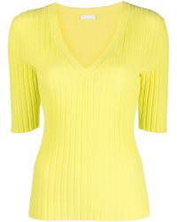 P.A.R.O.S.H. - Ribbed-knit V-neck Top - Lyst