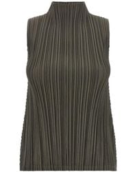 Pleats Please Issey Miyake - Mellow Pleats Sleeveless Blouse - Lyst