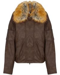 S.W.O.R.D - Faux-Fur Collar Faux-Leather Jacket - Lyst