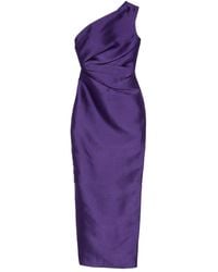 Solace London - Asymmetrische Jurk Met Gedrapeerd Lijfje - Lyst