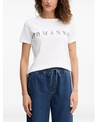 ERMANNO FIRENZE - Beaded-Embellishment Logo-Lettering T-Shirt - Lyst